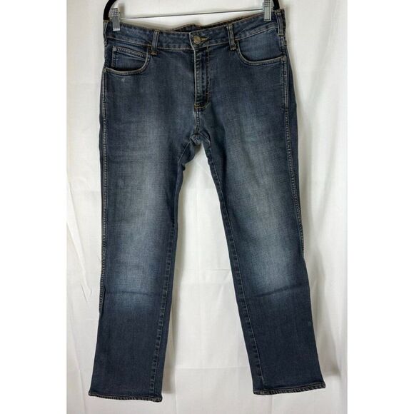 Wrangler Skanders Mens Size 36 Blue Regular Fit Mid Wash Demin Straight Jeans - Picture 1 of 8
